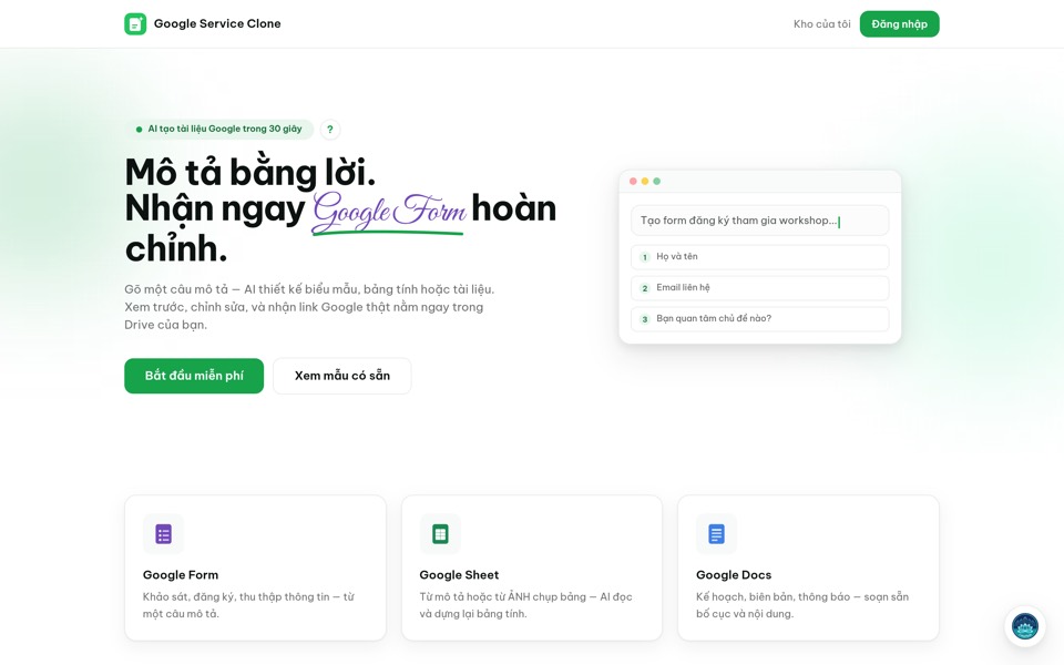 Ảnh preview Google Service Clone — AI Document Generator