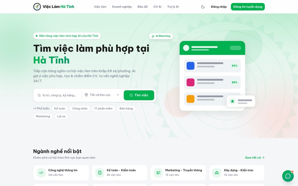Ảnh preview Việc Làm Hà Tĩnh — Cổng tuyển dụng tích hợp AI